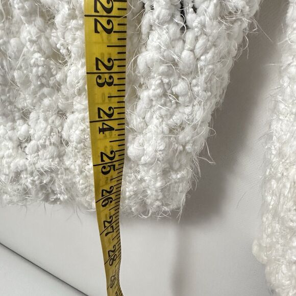Pol Cardigan Eyelash Ivory Distressed Fuzzy Knit Open Knit Medium - Picture 8 of 8